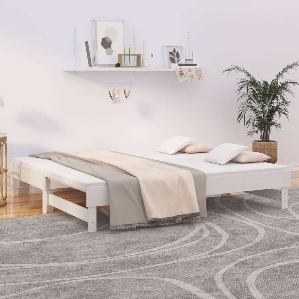 vidaXL Pull-out Day Bed White 2x(75x190) cm Solid Wood Pine