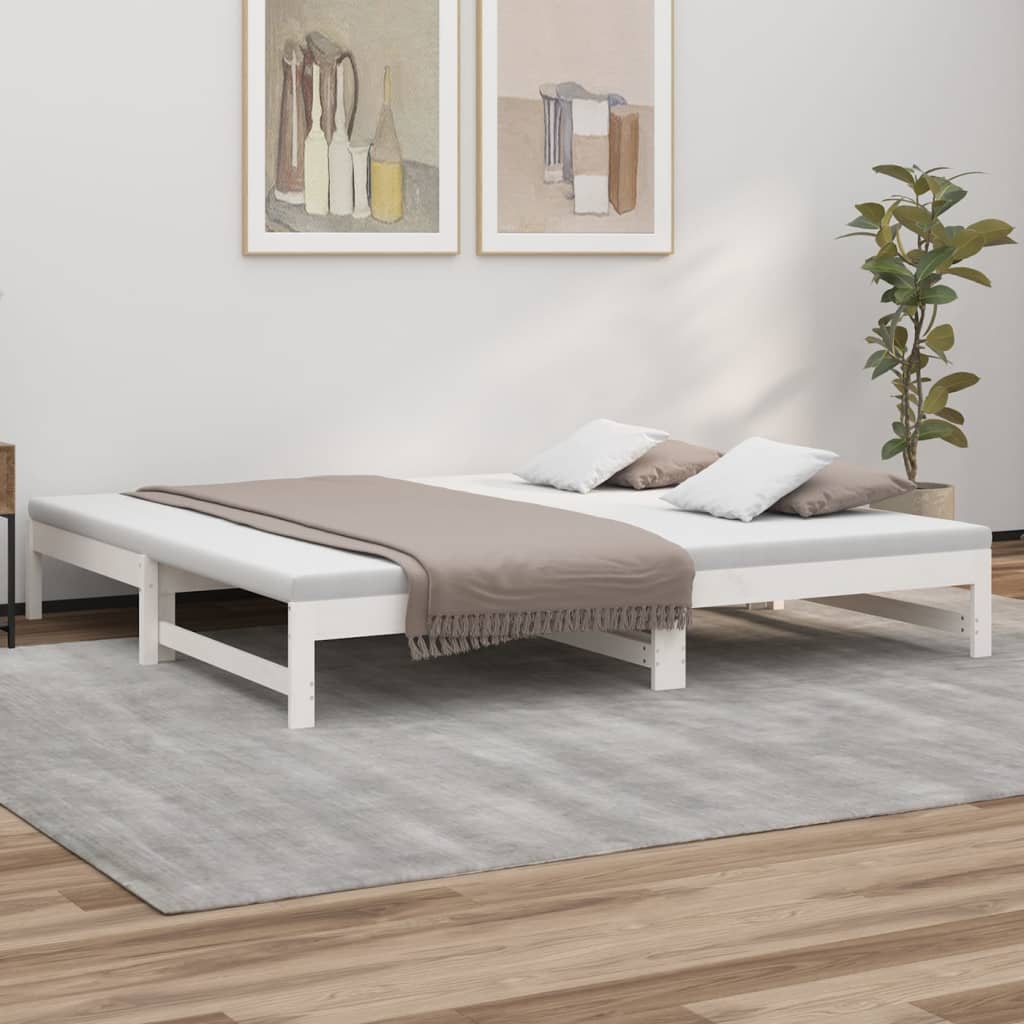 vidaXL Pull-out Day Bed White 2x(90x200) cm Solid Wood Pine