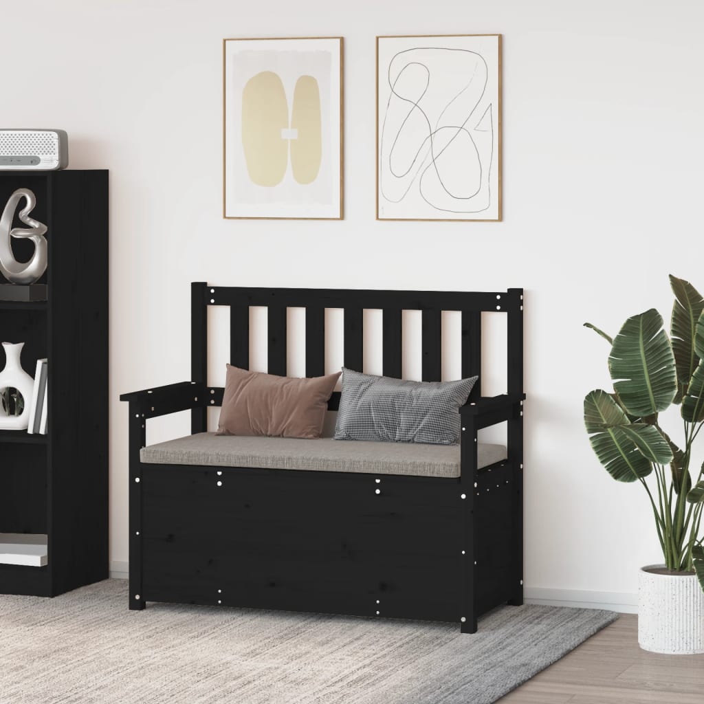 vidaXL Bench Black 112.5x51.5x96.5 cm Solid Wood Pine