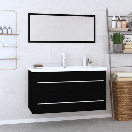 vidaXL 3 Piece Bathroom Furniture Set Black