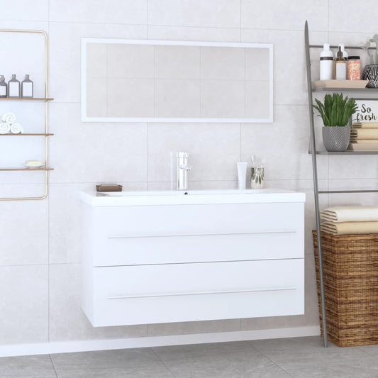 vidaXL 3 Piece Bathroom Furniture Set High Gloss White