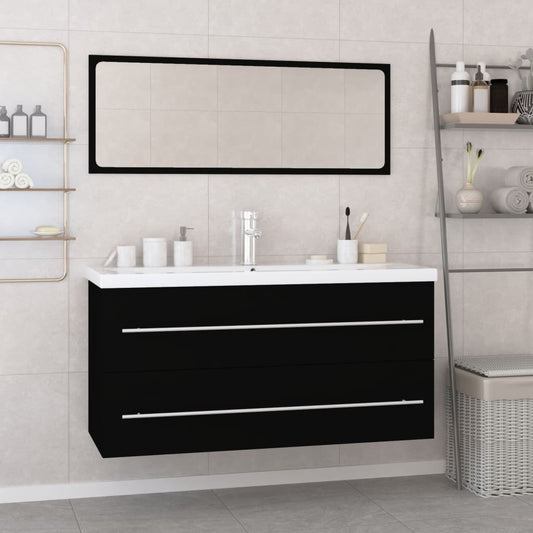 vidaXL Bathroom Furniture Set Black Engineered Wood
