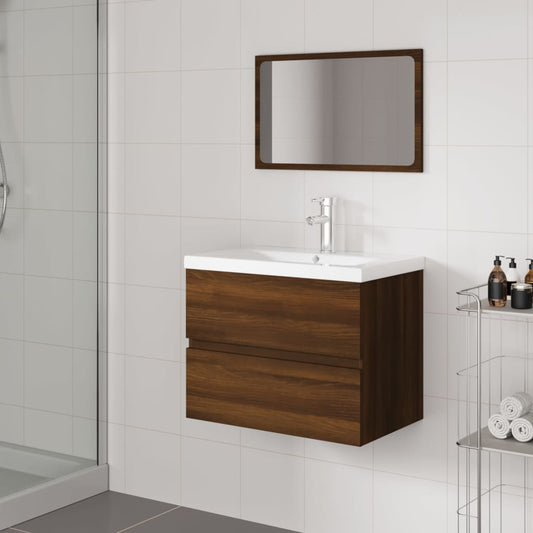 vidaXL Bathroom Furniture Set Brown Oak Engineered Wood