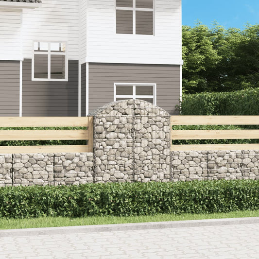 vidaXL Arched Gabion Basket 100x50x120/140 cm Galvanised Iron