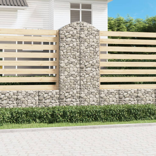 vidaXL Arched Gabion Basket 100x50x220/240 cm Galvanised Iron