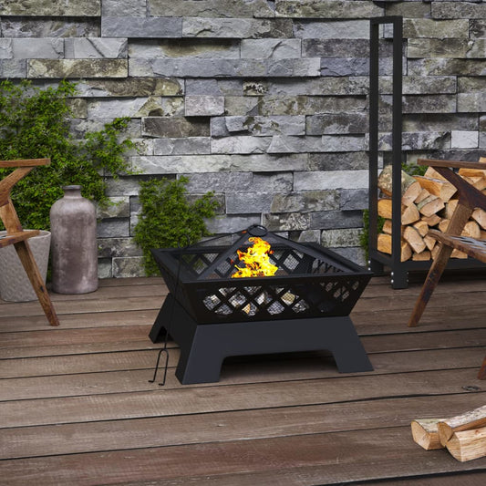 vidaXL Fire Pit with Poker 50 cm XXL Steel