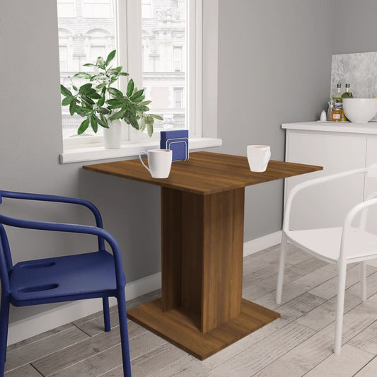 vidaXL Dining Table Brown Oak 80x80x75 cm Engineered Wood