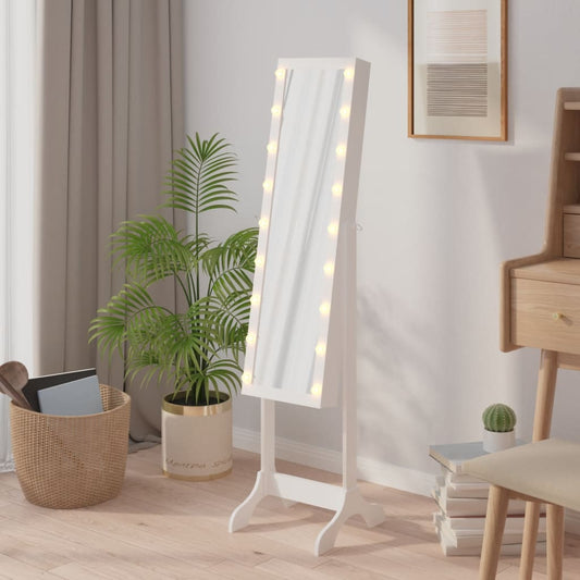 vidaXL Free-Standing Mirror with LED White 34x37x146 cm