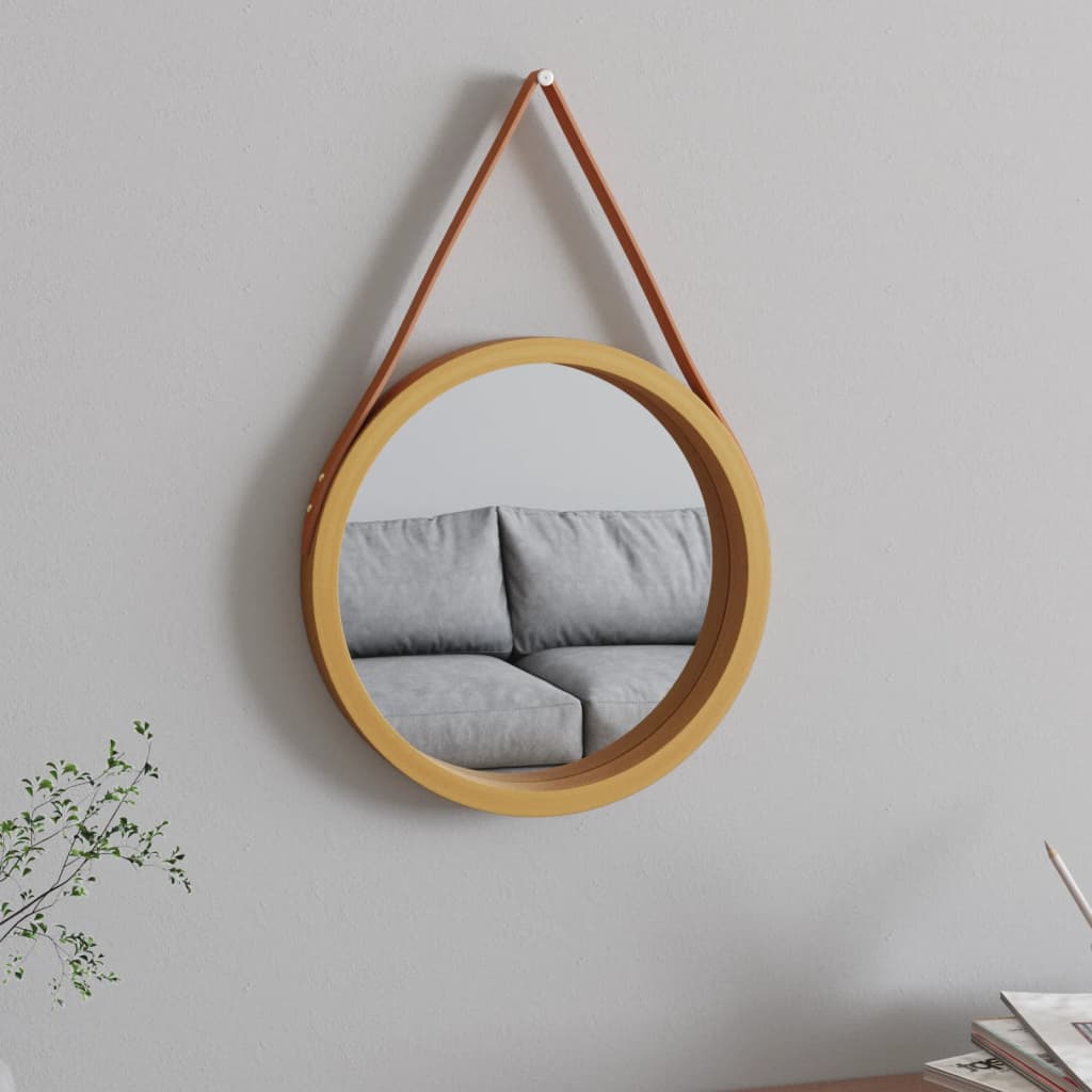 vidaXL Wall Mirror with Strap Gold Ì÷ 35 cm