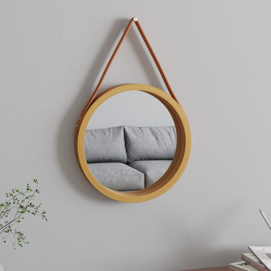 vidaXL Wall Mirror with Strap Gold Ì÷ 35 cm
