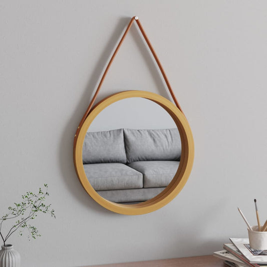 vidaXL Wall Mirror with Strap Gold Ì÷ 45 cm