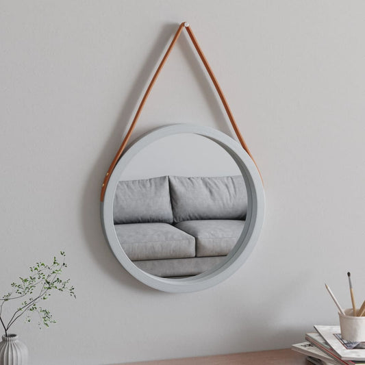 vidaXL Wall Mirror with Strap Silver Ì÷ 45 cm
