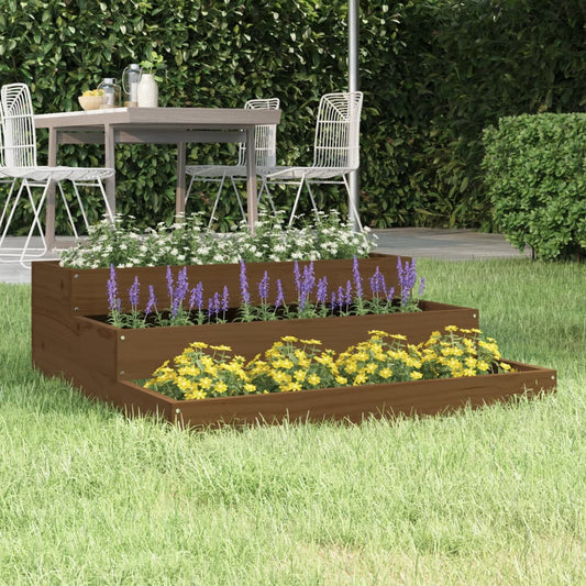 vidaXL Planter Honey Brown 78x78x27 cm Solid Wood Pine