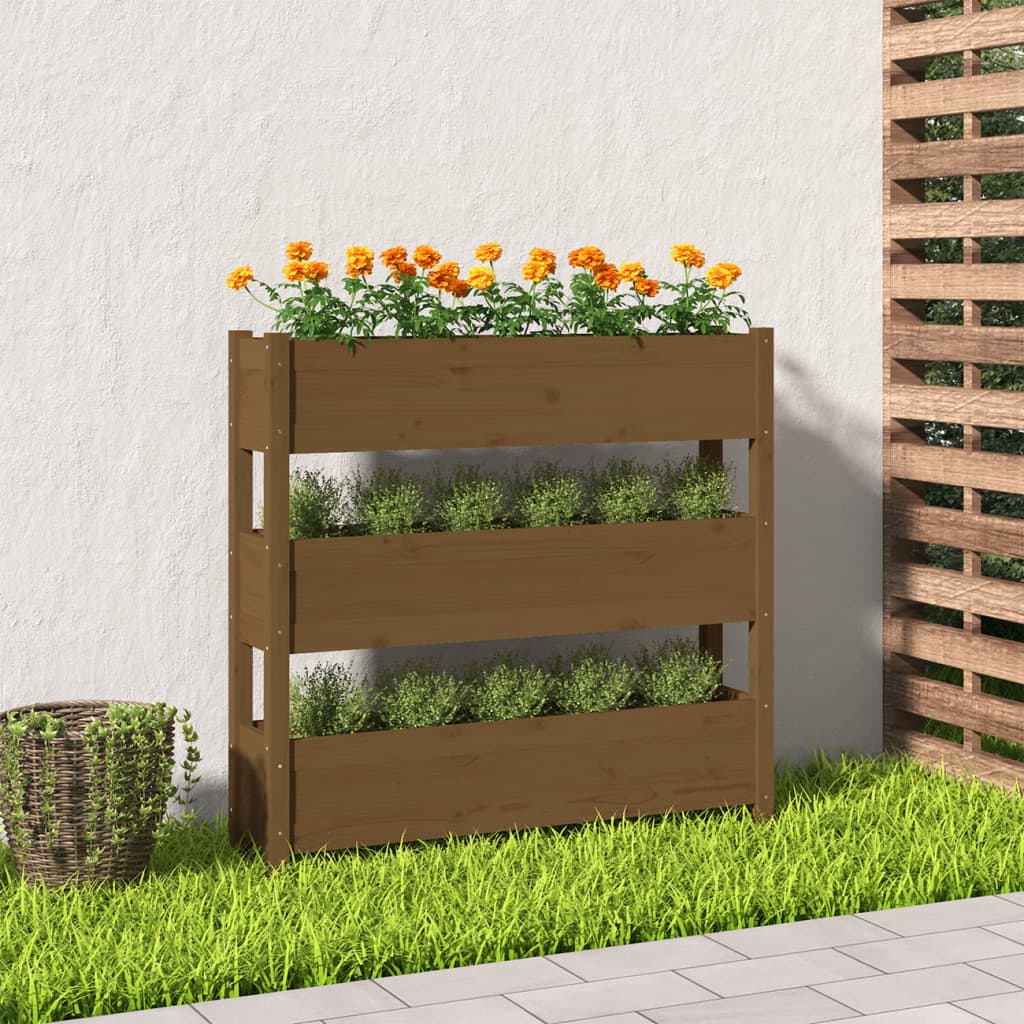 vidaXL Planter Honey Brown 112x25x104.5 cm Solid Wood Pine