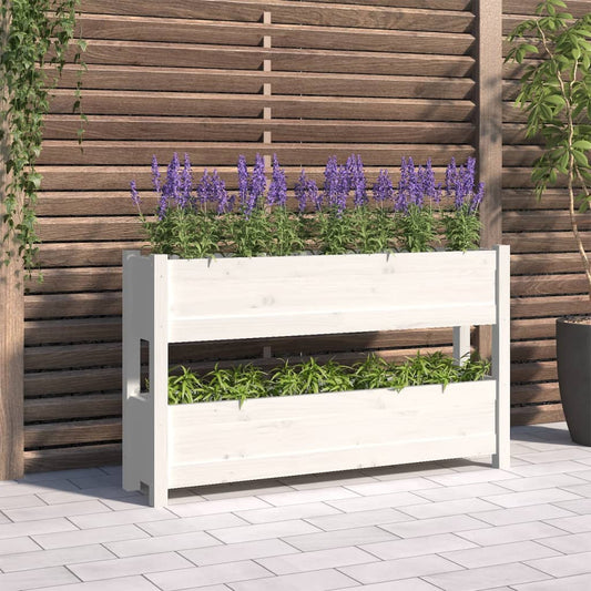 vidaXL Planter White 112x25x66 cm Solid Wood Pine