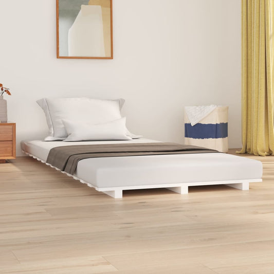 vidaXL Bed Frame White 90x200 cm Solid Wood Pine