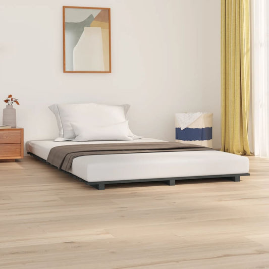 vidaXL Bed Frame Grey 150x200 cm 5FT King Size Solid Wood Pine