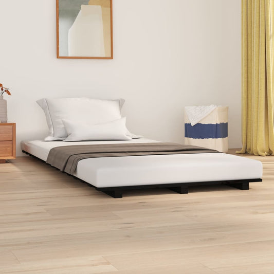 vidaXL Bed Frame Black 90x190 cm 3FT Single Solid Wood Pine