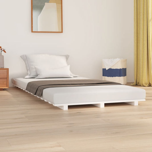vidaXL Bed Frame White 75x190 cm 2FT6 Small Single Solid Wood Pine