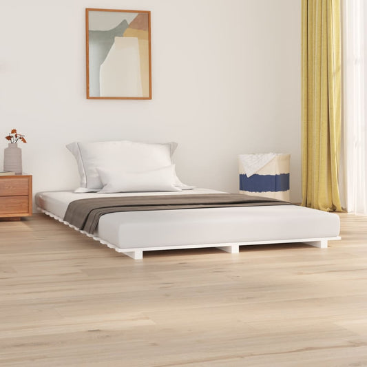 vidaXL Bed Frame White 140x190 cm Solid Wood Pine