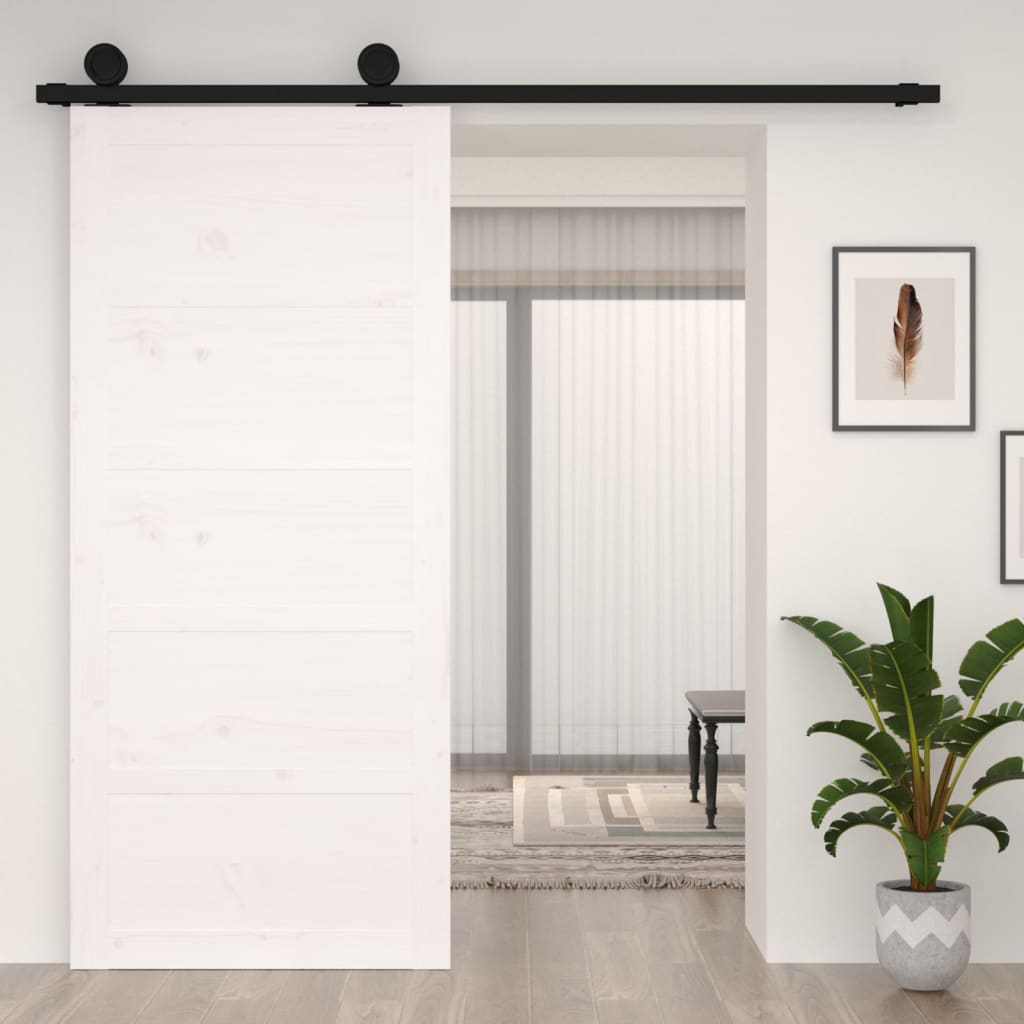 vidaXL Barn Door White 90x1.8x204.5 cm Solid Wood Pine