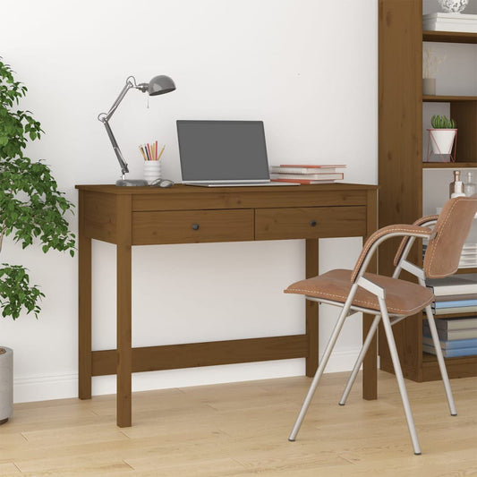 vidaXL Desk with Drawers Honey Brown 100x50x78 cm Solid Wood Pine