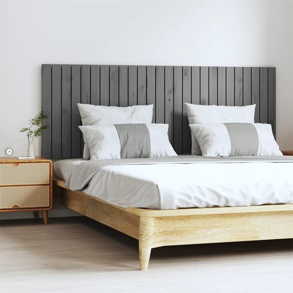 vidaXL Wall Headboard Grey 166x3x60 cm Solid Wood Pine
