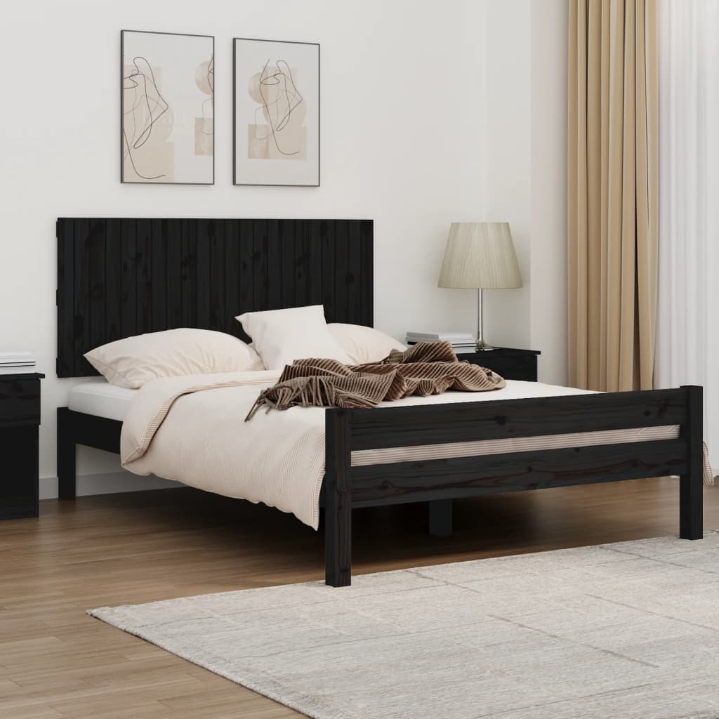 vidaXL Wall Headboard Black 140x3x60 cm Solid Wood Pine