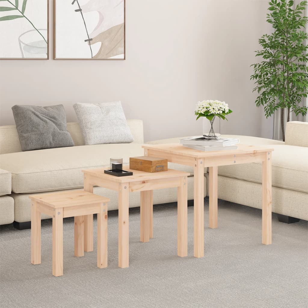 vidaXL Nesting Tables 3 pcs Solid Wood Pine