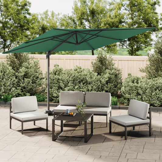 vidaXL Cantilever Umbrella with Aluminium Pole Green 300x300 cm