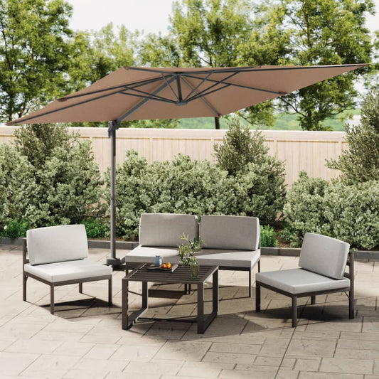 vidaXL Cantilever Umbrella with Aluminium Pole Taupe 300x300 cm