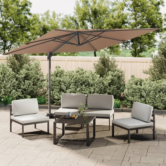 vidaXL LED Cantilever Umbrella Taupe 400x300 cm