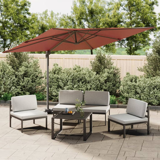 vidaXL LED Cantilever Umbrella Terracotta 400x300 cm