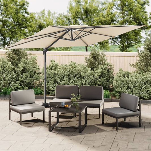 vidaXL Double Top Cantilever Umbrella Sand White 300x300 cm