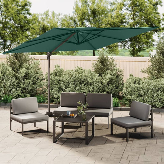 vidaXL Double Top Cantilever Umbrella Green 300x300 cm