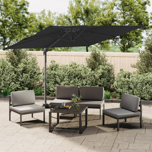 vidaXL Double Top Cantilever Umbrella Black 300x300 cm