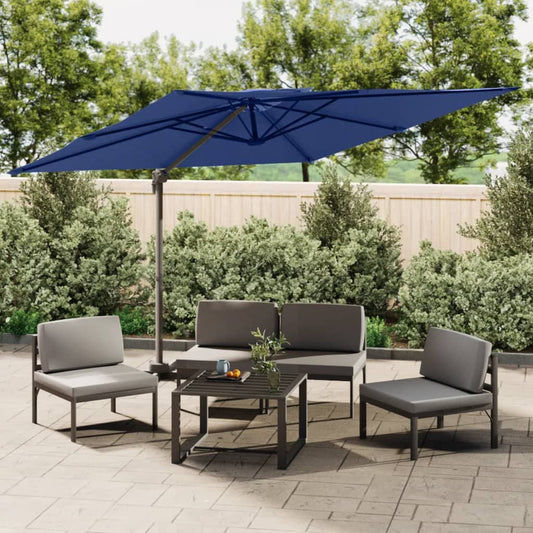 vidaXL Double Top Cantilever Umbrella Azure Blue 300x300 cm