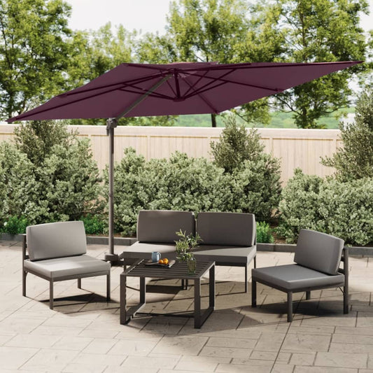 vidaXL Double Top Cantilever Umbrella Bordeaux Red 300x300 cm