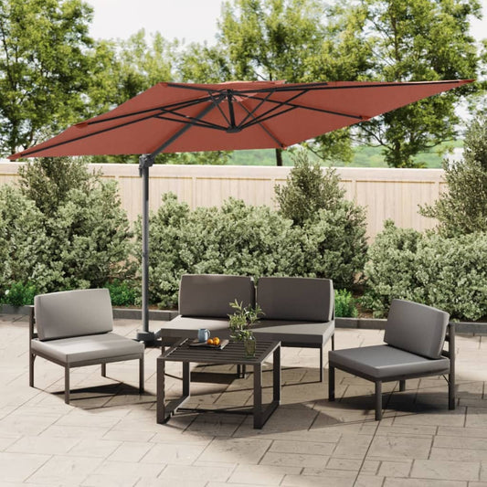 vidaXL Double Top Cantilever Umbrella Terracotta 300x300 cm