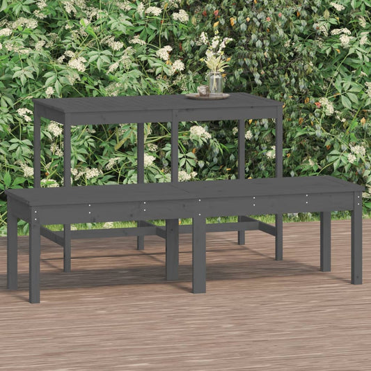 vidaXL 2-Seater Garden Bench Grey 159.5x44x45 cm Solid Wood Pine