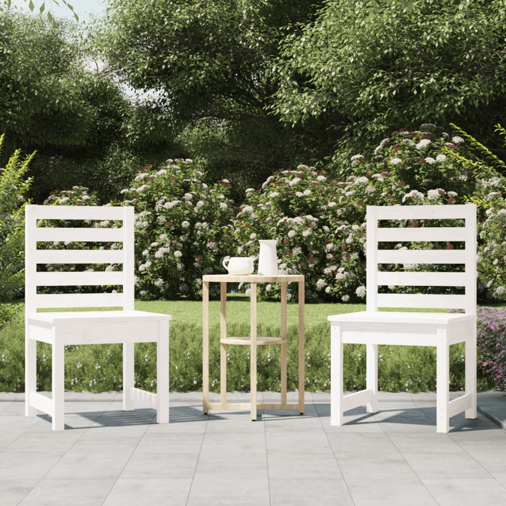 vidaXL Garden Chairs 2 pcs White 40.5x48x91.5 cm Solid Wood Pine