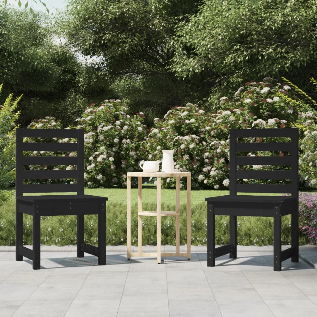 vidaXL Garden Chairs 2 pcs Black 40.5x48x91.5 cm Solid Wood Pine