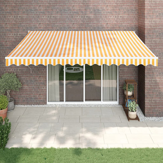 vidaXL Retractable Awning Yellow and White 4x3 m Fabric and Aluminium