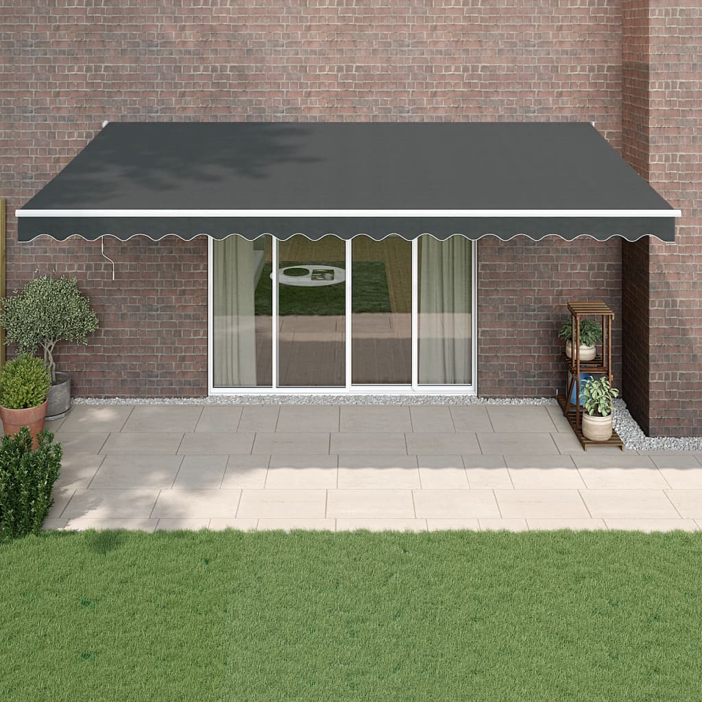 vidaXL Retractable Awning Anthracite 5x3 m Fabric and Aluminium
