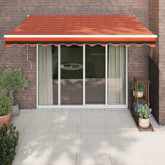 vidaXL Retractable Awning Orange and Brown 3.5x2.5 m Fabric and Aluminium