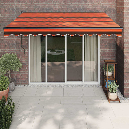 vidaXL Retractable Awning Orange and Brown 3.5x2.5 m Fabric and Aluminium