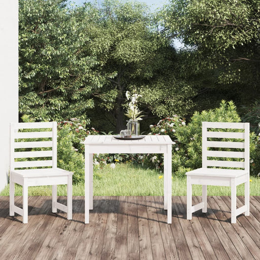 vidaXL 3 Piece Garden Bistro Set White Solid Wood Pine