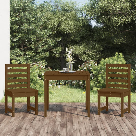 vidaXL 3 Piece Garden Bistro Set Honey Brown Solid Wood Pine
