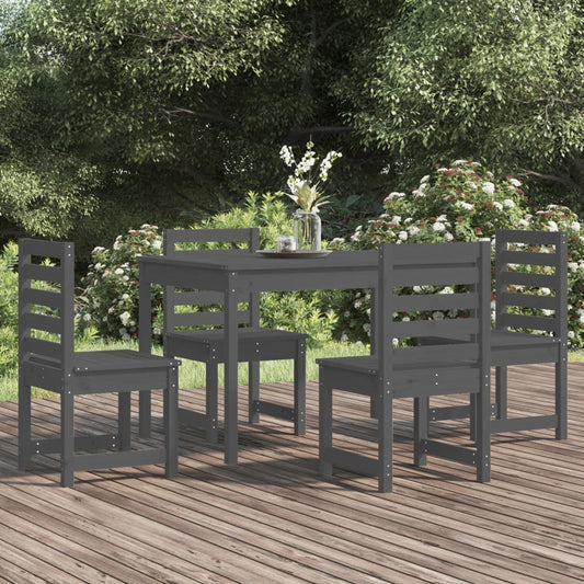 vidaXL 5 Piece Garden Dining Set Grey Solid Wood Pine