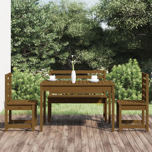 vidaXL 4 Piece Garden Dining Set Honey Brown Solid Wood Pine